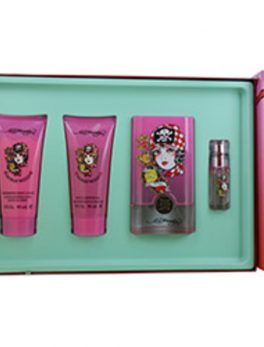 Ed Hardy Born Wild Eau De Parfum Spray 3.4 Oz and Shimmer Body Lotion 3 Oz and Shower Gel 3 Oz and Eau De Parfum Spray .25 Oz Mini For Women