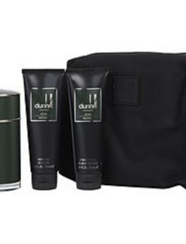 Dunhill Icon Racing Eau De Parfum Spray 3.4 Oz and Aftershave Balm 3 Oz and Shower Gel 3 Oz and Toiletry Bag For Men