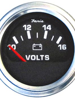 Faria 2" Voltmeter (10-16 VDC) Unlit 12V Black w/Stainless Steel Bezel and amp; Orange Pointer - Case of 24