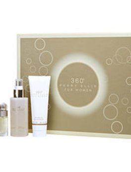 Perry Ellis 360 Edt Spray 3.4 Oz and Body Mist 4 Oz and Shower Gel 3 Oz and Edt Spray .25 Oz Mini For Women