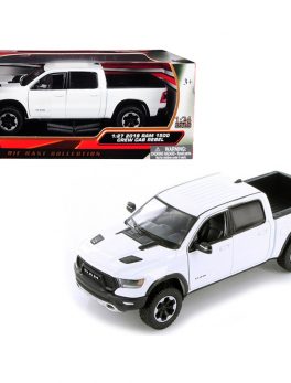 2019 RAM 1500 Rebel Crew Cab Pickup Truck White 1/24 Diecast Model Car by Motormax 79358w