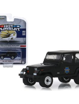 1994 Jeep Wrangler YJ San Francisco Police Department (SFPD) Black Hot Pursuit Series 32 1/64 Diecast Model Car by Greenlight 42890D