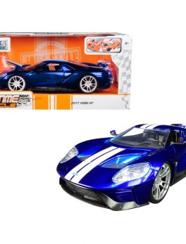 2017 Ford GT Candy Blue with White Stripes Bigtime Muscle 1/24 Diecast Model Car by Jada 99390