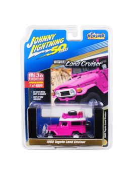 1980 Toyota Land Cruiser Hot Pink with Accessories Johnny Lightning 50th Anniversary Limited Edition to 4800 pieces Worldwide 1/64 Diecast Model Car by Johnny Lightning JLCP7208