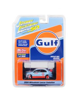 2004 Mitsubishi Lancer Evolution #74 Gulf Oil Johnny Lightning 50th Anniversary Limited Edition to 3600 pieces Worldwide 1/64 Diecast Model Car by Johnny Lightning JLCP7203