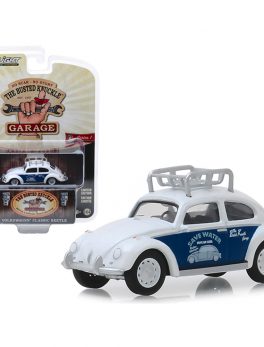 Classic Volkswagen Beetle with Roof Rack White Save Water Busted Knuckle Garage Series 1 1/64 Diecast Model Car by Greenlight 39010F