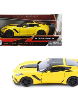 2019 Chevrolet Corvette ZR1 Yellow with Black Accents 1/24 Diecast Model Car by Motormax 79356y