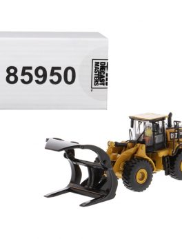 CAT Caterpillar 972M Wheel Loader with Log Fork and Operator High Line Series 1/87 (HO) Scale Diecast Model by Diecast Masters 85950