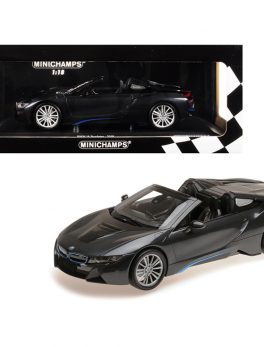 2018 BMW i8 Roadster Dark Gray Metallic Limited Edition to 504 pieces Worldwide 1/18 Diecast Model Car by Minichamps 155027030