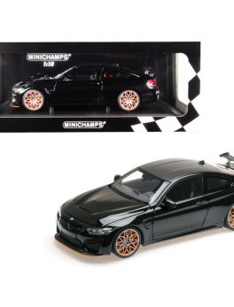 2016 BMW M4 GTS Metallic Black with Carbon Top and Orange Wheels Limited Edition to 402 pieces Worldwide 1/18 Diecast Model Car by Minichamps 110025220