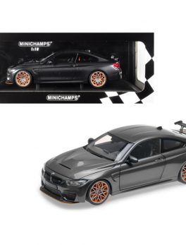 2016 BMW M4 GTS Metallic Gray with Carbon Top and Orange Wheels Limited Edition to 402 pieces Worldwide 1/18 Diecast Model Car by Minichamps 110025222
