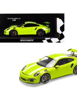 2015 Porsche 911 GT3 RS Light Green with White Stripes Limited Edition to 222 pieces Worldwide 1/18 Diecast Model Car by Minichamps 155066224
