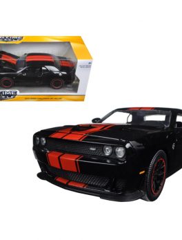 2015 Dodge Challenger SRT Hellcat Black with Red Stripes Big Time Muscle 1/24 Diecast Model Car by Jada 97855