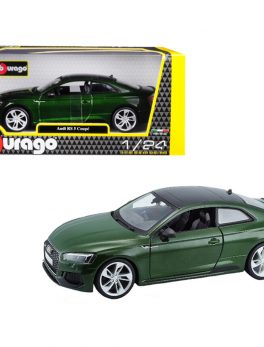 Audi RS 5 Coupe Metallic Green Metallic with Black Top 1/24 Diecast Model Car by Bburago 21090grn
