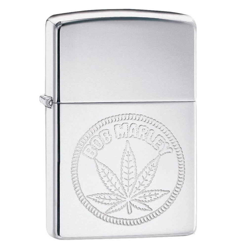 Zippo HP Chrome Bob Marley Leaf Lighter