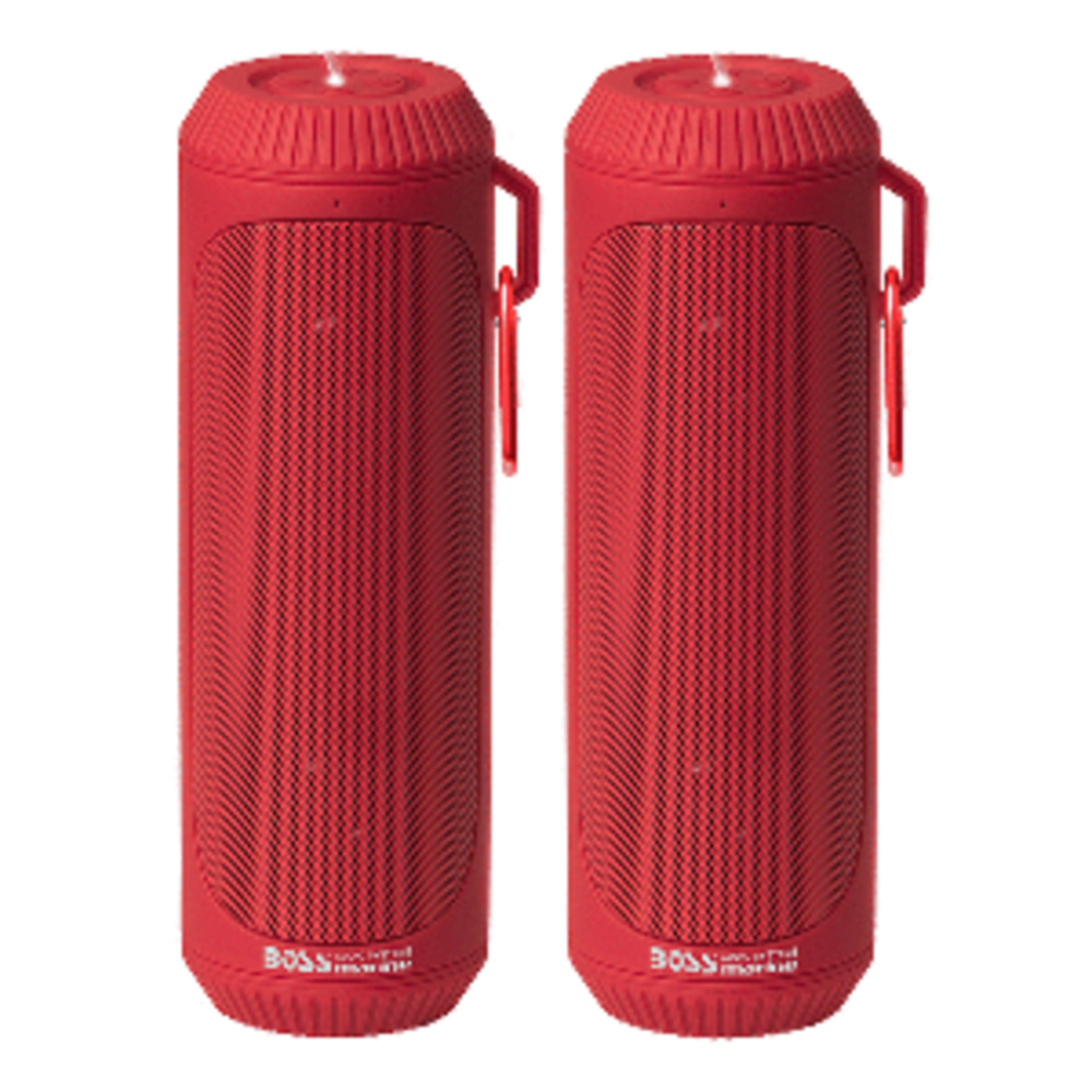 Boss Audio Bolt Marine Bluetooth Portable Speaker System with Flashlight - Pair - Red