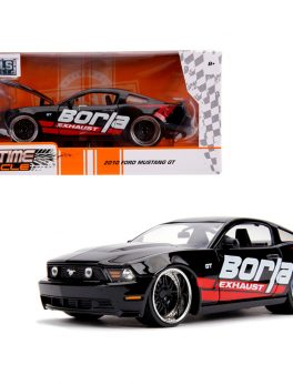 2010 Ford Mustang GT Borla Exhaust Black with Red Stripes Bigtime Muscle 1/24 Diecast Model Car by Jada 31322