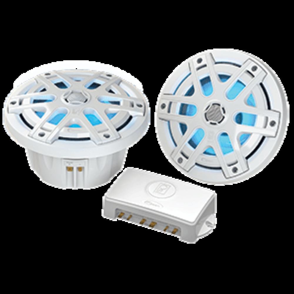 Poly-Planar MA-OC6 6.5" Round Waterproof Blue LED Lit Speaker - White