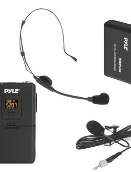 Pyle PDWM12UH Wireless Microphone System Beltpack Transmitter with Headset and Lavalier Microphones