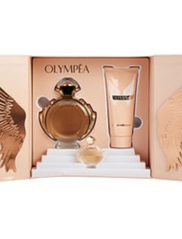 Paco Rabanne Olympea Eau De Parfum Spray 2.7 Oz and Body Lotion 3.4 Oz and Eau De Parfum .20 Oz Mini For Women