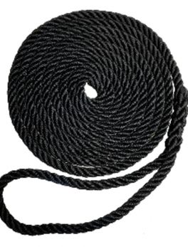Robline Premium Nylon 3 Strand Dock Line - 1/2" x 15 and #39; - Black
