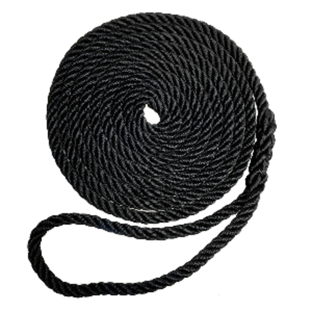 Robline Premium Nylon 3 Strand Dock Line - 3/8" x 15 and #39; - Black