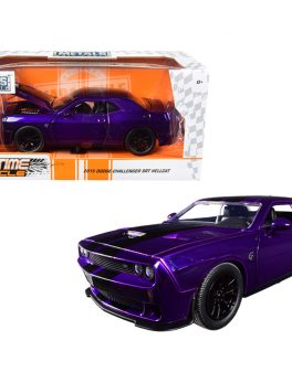 2015 Dodge Challenger SRT Hellcat Purple with Black Stripes Big Time Muscle 1/24 Diecast Model Car by Jada 31063