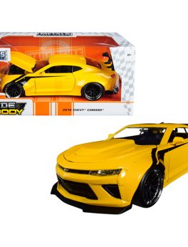 2016 Chevrolet Camaro Widebody Metallic Yellow with Black Stripes Big Time Muscle 1/24 Diecast Model Car by Jada 31064