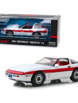 1984 Chevrolet Corvette C4 Convertible White with Red Stripe The A-Team (1983-1987) TV Series 1/18 Diecast Model Car by Greenlight 13532