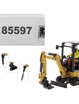 CAT Caterpillar 301.7 CR Next Generation Mini Hydraulic Excavator with Work Tools and Operator High Line Series 1/50 Diecast Model by Diecast Masters 85597