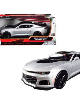 2017 Chevrolet Camaro ZL1 Silver with Black Stripe 1/24 Diecast Model Car by Motormax 79351s