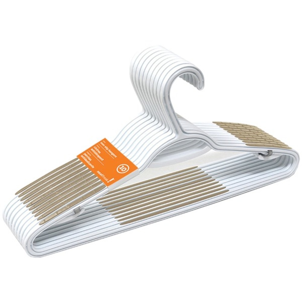 neatfreak 02225X10C010C5B9ACC010 Nonslip Slim W Clothes Hangers, 10-Pack (White with Sand Pebble Taupe)