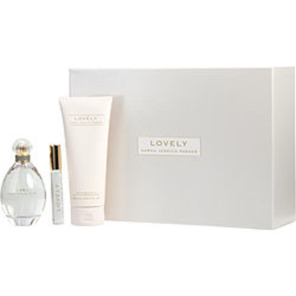 Lovely Sarah Jessica Parker Eau De Parfum Spray 3.4 Oz and Body Lotion 6.7 Oz and Eau De Parfum Rollerball .34 Oz Mini For Women