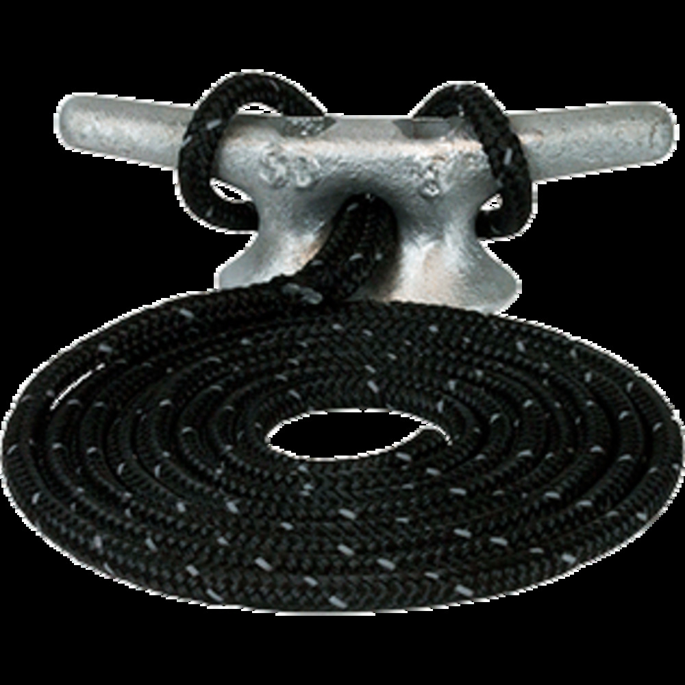Sea-Dog Double Braided Nylon Dock Line - 1/2" x 20 and #39; - Black w/Tracer