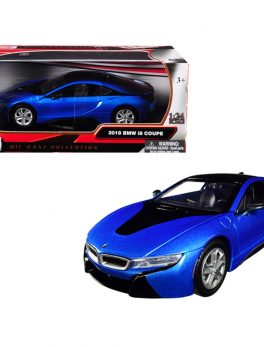 2018 BMW i8 Coupe Metallic Blue with Black Top 1/24 Diecast Model Car by Motormax 79359bl