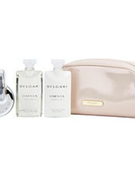 Bvlgari Omnia Crystalline Edt Spray 2.2 Oz and Body Lotion 2.5 Oz and Shower Gel 2.5 Oz and Beauty Pouch For Women