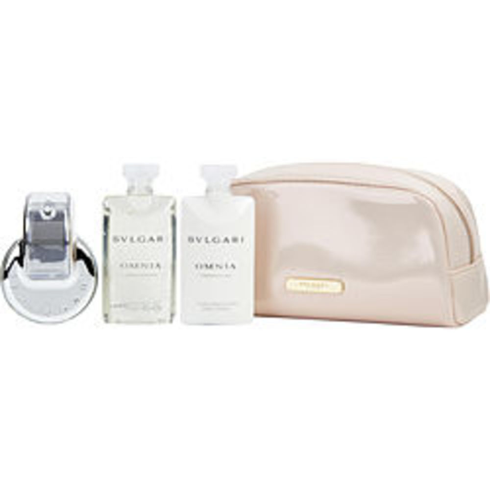 Bvlgari Omnia Crystalline Edt Spray 2.2 Oz and Body Lotion 2.5 Oz and Shower Gel 2.5 Oz and Beauty Pouch For Women