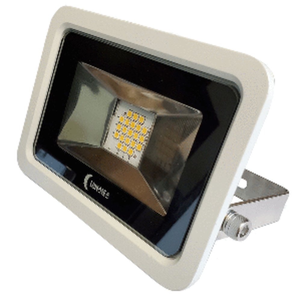 Lunasea 10W Slimline LED Floodlight, 120VAC Only, Cool White, 1200 Lumens, 3 and #39; Cord - White Housing