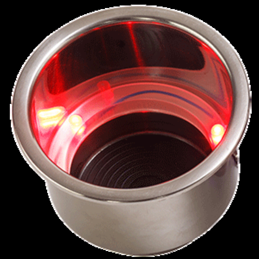 Sea-Dog LED Flush Mount Combo Drink Holder w/Drain Fitting - Red LED