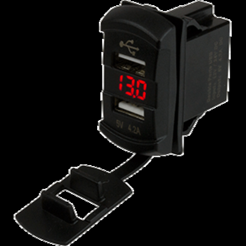 Sea-Dog Dual USB Rocker Switch Style Voltmeter w/Hidden Display