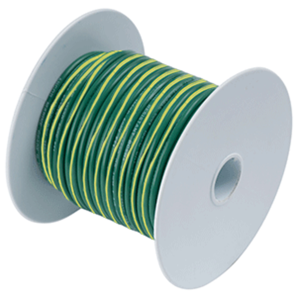Ancor Green w/Yellow Stripe 10 AWG Tinned Copper Wire - 25"