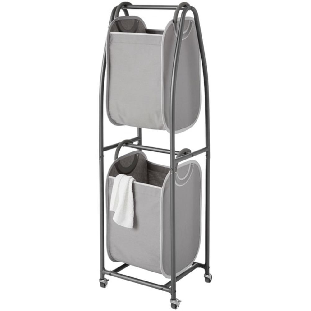 neatfreak NFC03157 6A6A6A-001 2-Tier Rolling Vertical Laundry Sorter with Hamper-Totes and EVERFRESH Odor Control