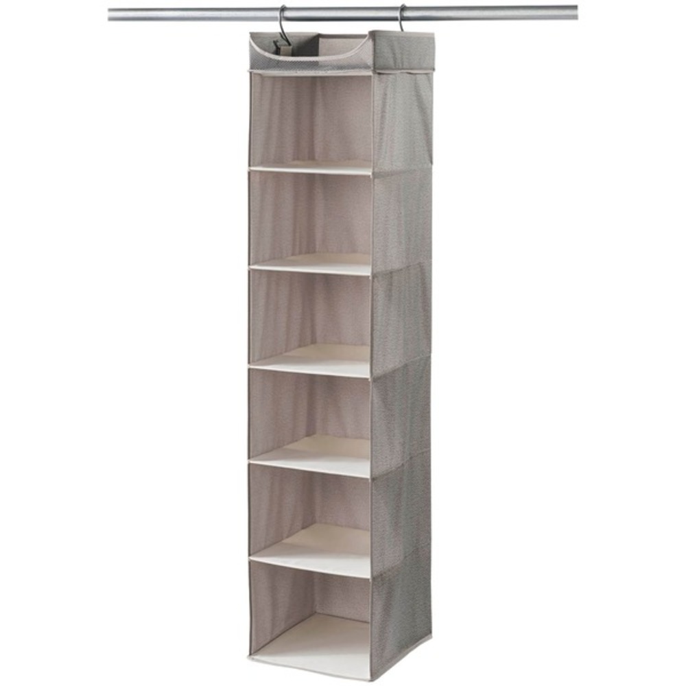neatfreak 07750 PAT072-004 Harmony Twill Collection Hanging 6-Shelf Closet Organizer with Top Shelf