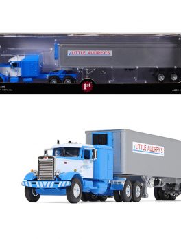 Peterbilt 351 Long Frame with 63 Sleeper Bunk and 40" Vintage (Reefer) Refrigerated Trailer Little Audrey's Transportation Blue and White 26th in a Fallen Flags Series 1/64 Diecas 60-0493