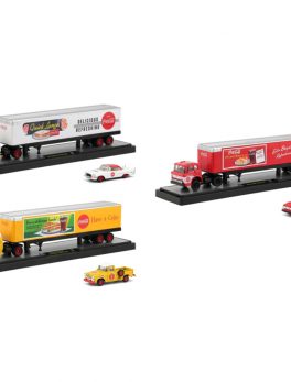 Auto Haulers Coca-Cola Set of 3 Trucks Quick Lunch Release 1/64 Diecast Models by M2 Machines 56000-QL01