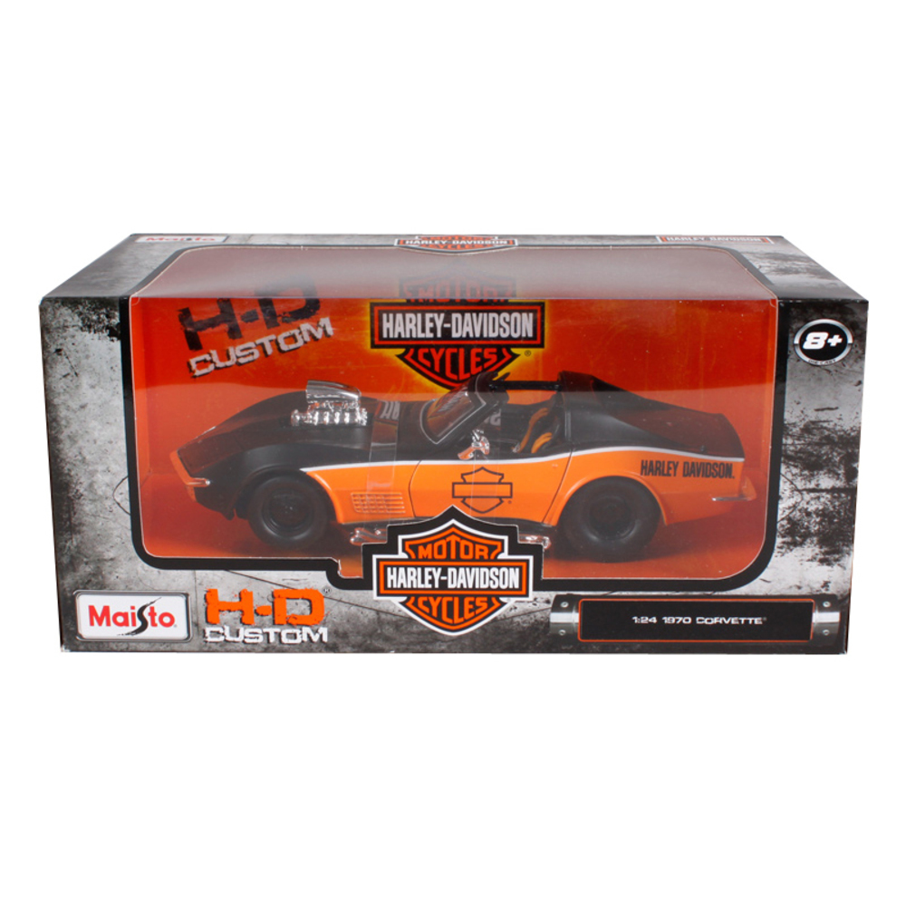 1970 Chevrolet Corvette Harley Davidson Black/Orange 1/24 Diecast Model Car by Maisto 32193