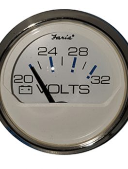 Faria Chesapeake White 2" Voltmeter (20-32 VDC)