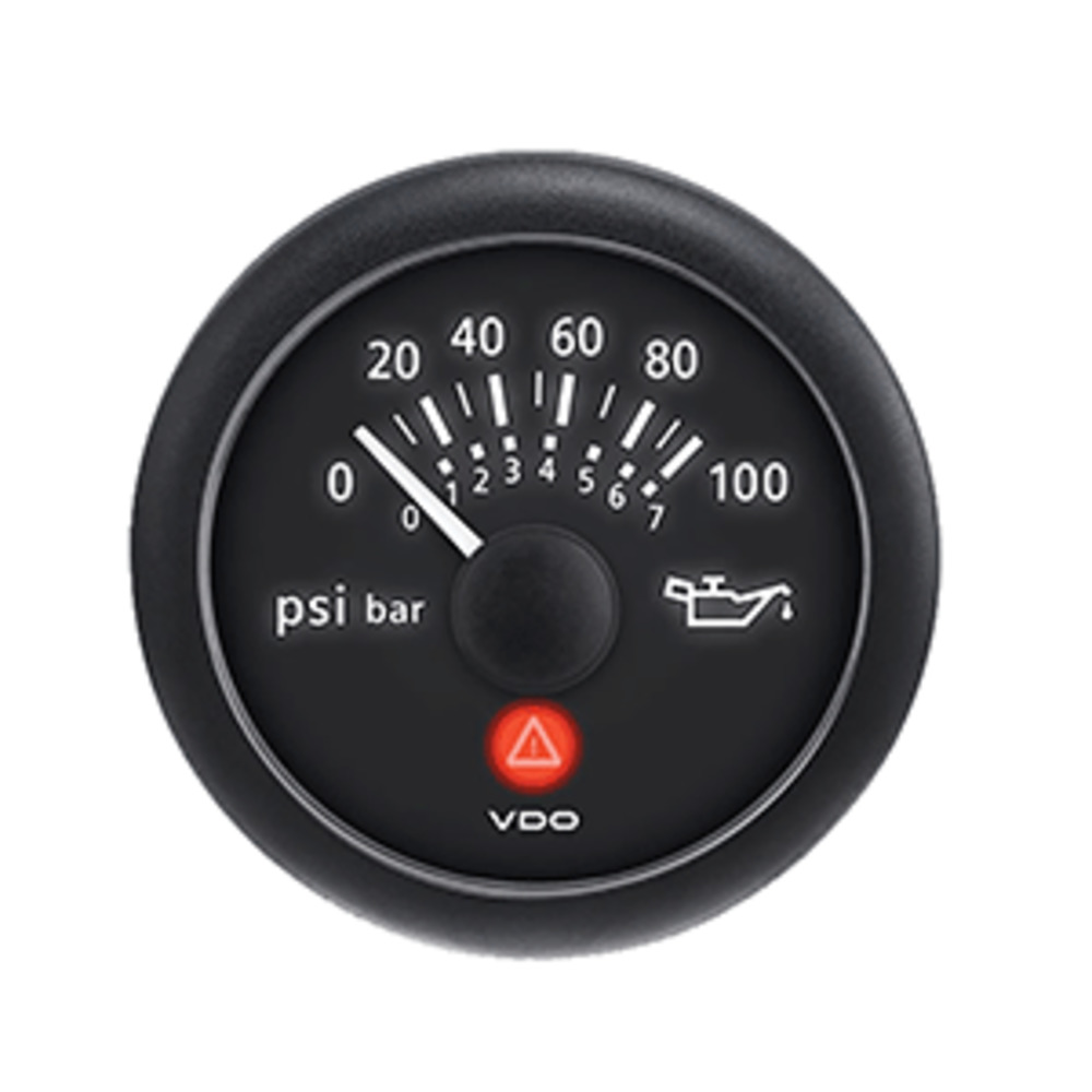 VDO Viewline 2-1/16" (52MM) Onyx Oil Pressure Gauge (100 PSI)
