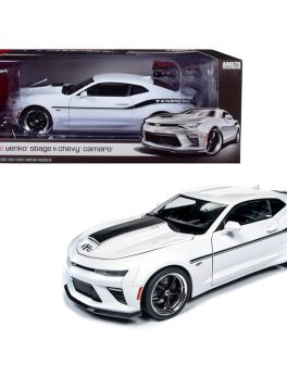 2018 Chevrolet Camaro Yenko/SC Stage II Coupe White with Black Stripes Limited Edition to 702 pieces Worldwide 1/18 Diecast Model Car by Autoworld AW253