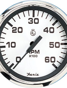 Faria 4" Tachometer (6000 RPM) Gas (Inboard and amp; I/O) - Spun Silver